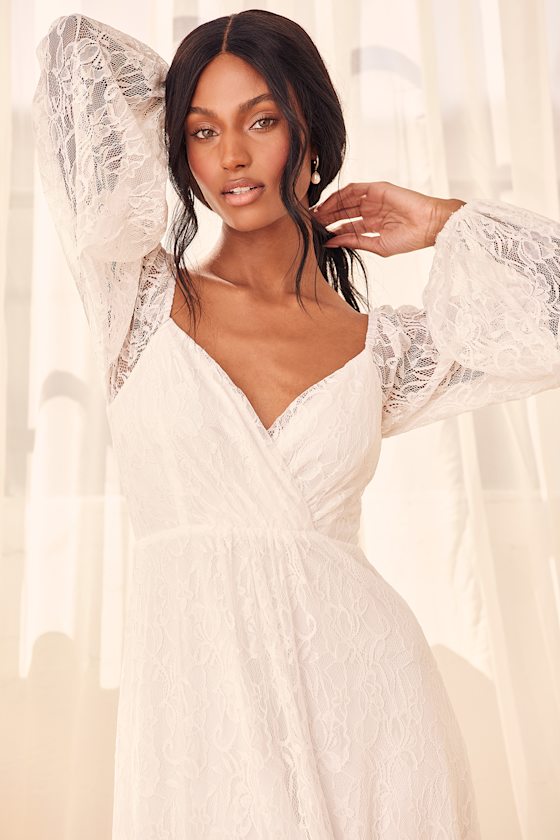 Story of Romance White Lace Long Sleeve Maxi Dress 2