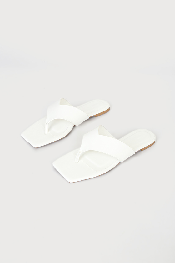 Laine White Thong Sandals 4