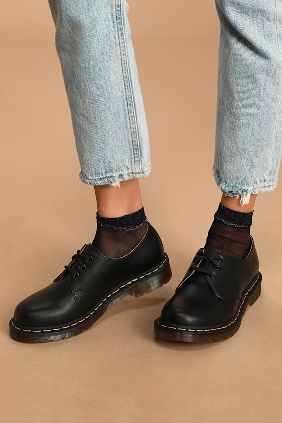 1461 W Black Smooth Leather Oxfords 4