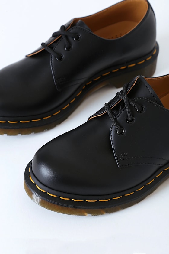 Dr. Martens 1461 W - Black Leather Oxfords - Dr Marten Oxfords - Lulus