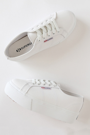Superga Platform Sneakers White Leather Superga Trainers - Main Image