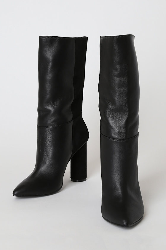Kolby Black Leather Pointed-Toe Boots 3