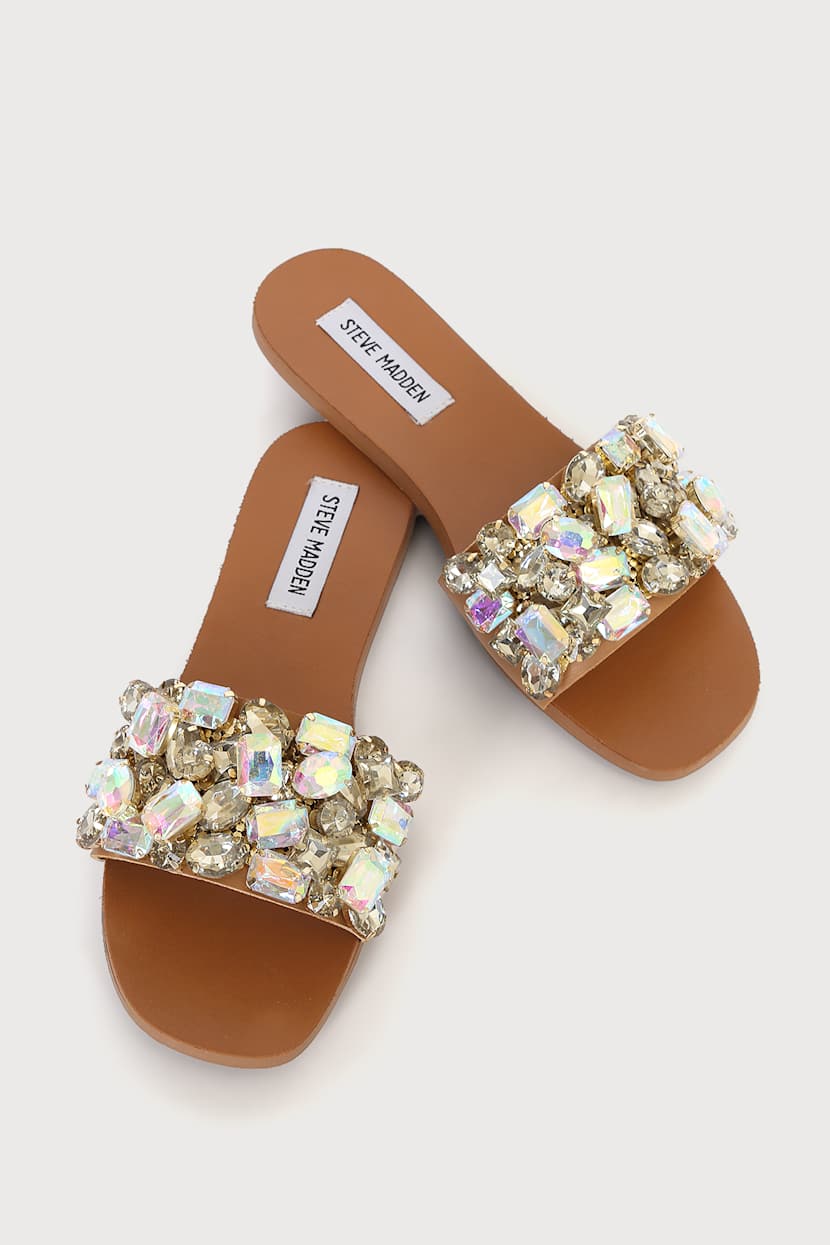 Steve Madden Brionna Rhinestone - Slide Sandals - Nude  display picture 3