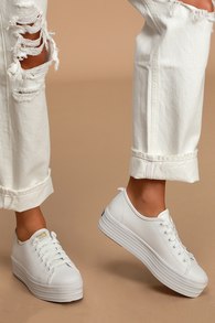 Triple Up White Leather Platform Sneakers