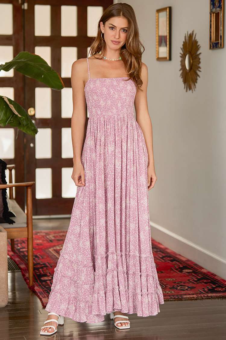 chinese dress ladies Full Bloom Floral Print Smocked Maxi Dress – Everyday Chic Boutique main image 1