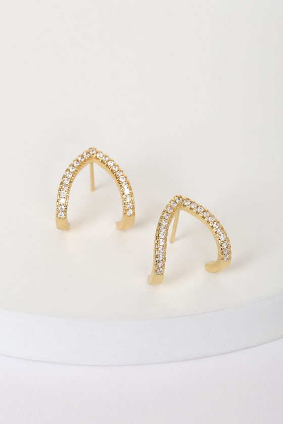 Match Stud 18KT Gold Rhinestone Earrings 1