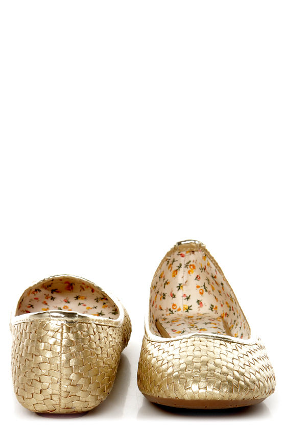 ballet flat quilted white gold cc lock