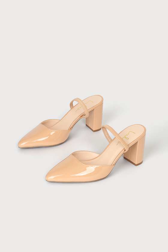 Maryna Blush Patent Pointed-Toe Mules 5