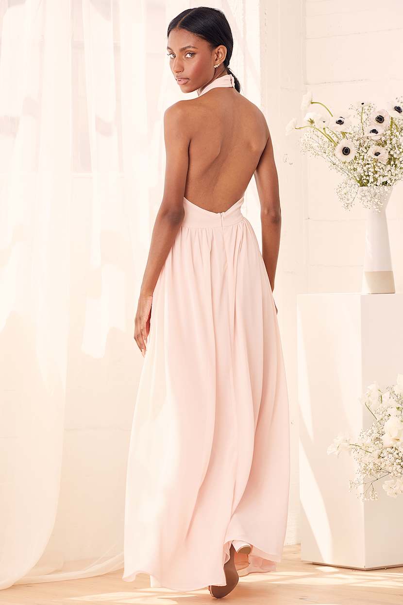 Blush Maxi Dress - Halter Neck Dress - Chiffon Maxi Dress - Lulus Blush Maxi Dress - Halter Neck Dress - Chiffon Maxi Dress - Lulus