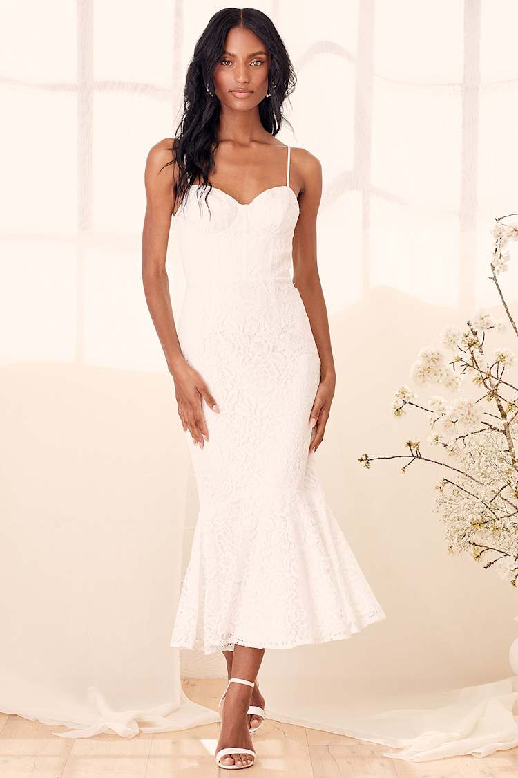 knee length dresses for ladies Ella Eyelet Midi Dress main image 1