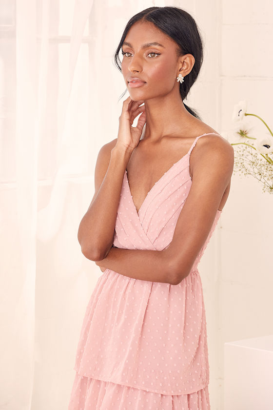 Love Stays True Rose Swiss Dot Tiered Maxi Dress 1