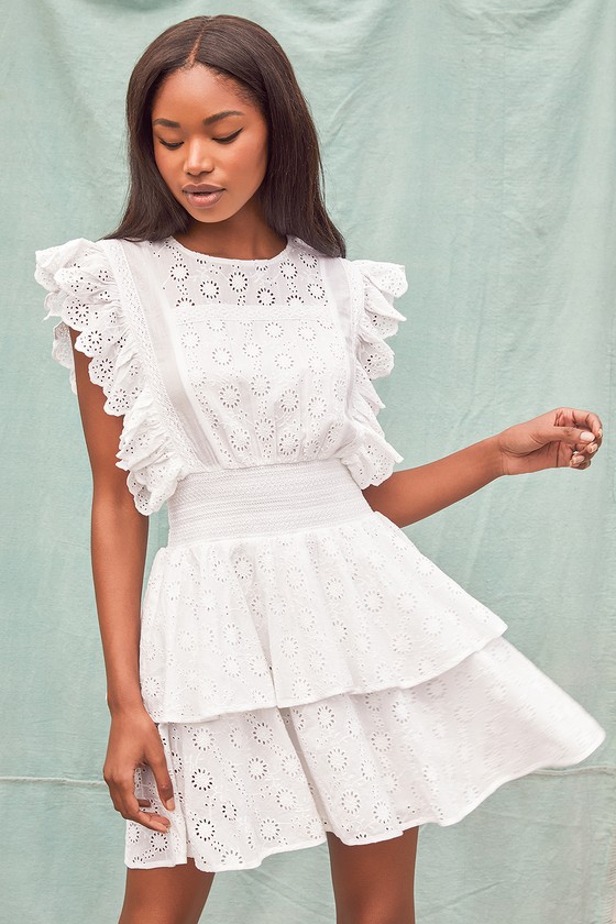 White eyelet on sale ruffle dress