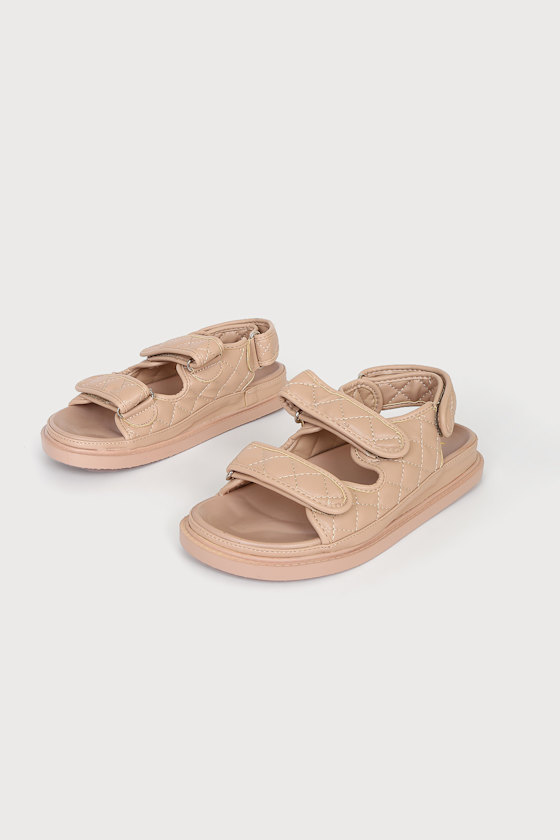 Misty Medium Nude Quilted Flat Sandals 2