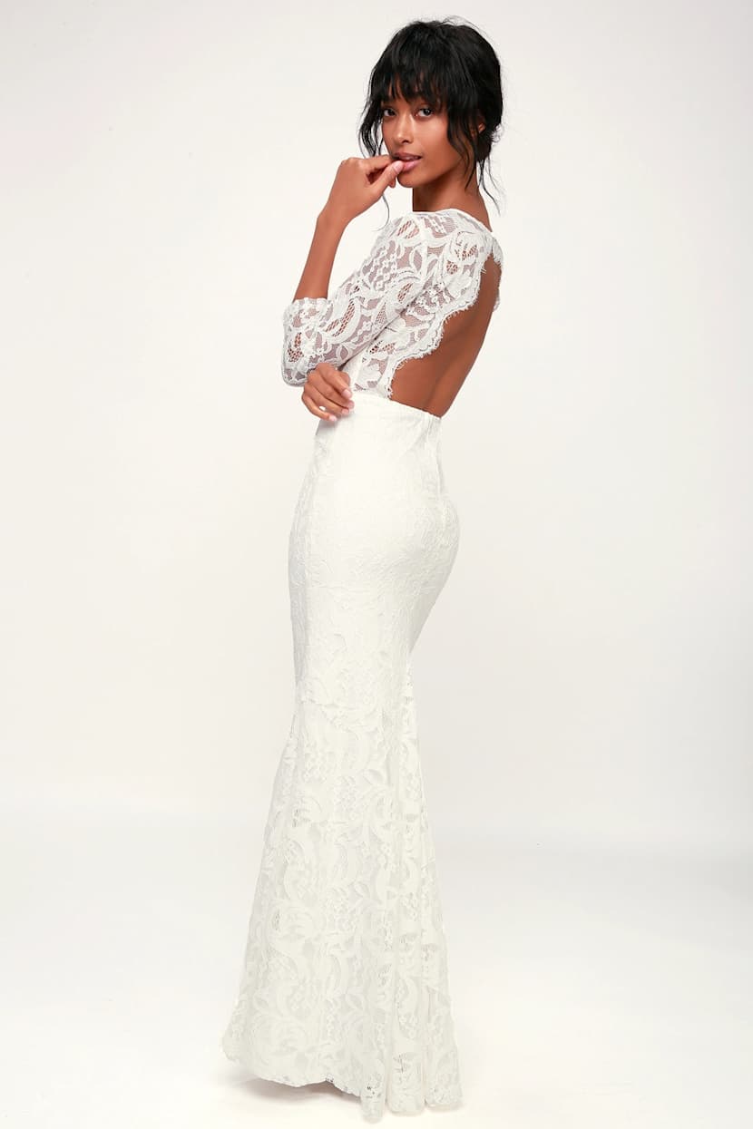 chinese dress ladies White Backless Maxi Dress main image 0