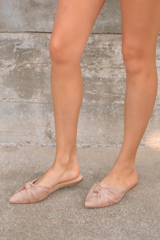 Serlina Dusty Rose Suede Knotted Pointed-Toe Mules 1