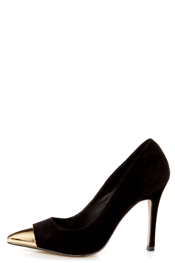 black pump with gold heel