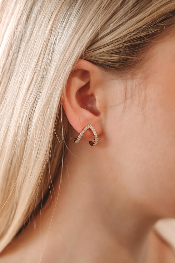 Match Stud 18KT Gold Rhinestone Earrings 1