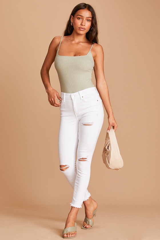 all white distressed jeans