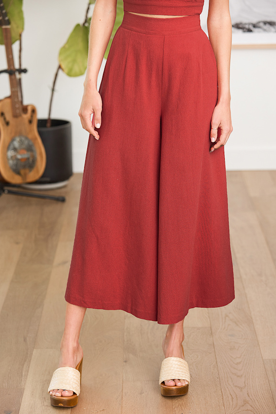 Rust Red Pants - Wide-Leg Pants 