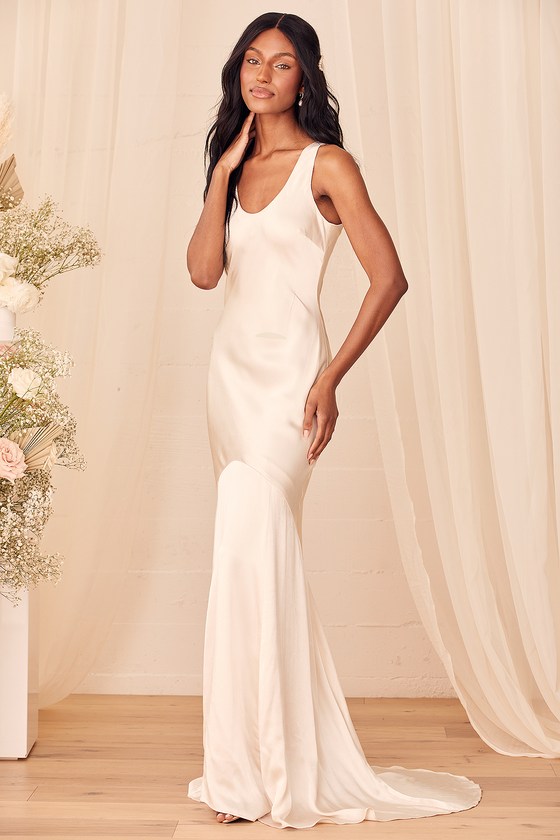 Simple Satin Wedding Dresses With Pocket V-Neck Off The Shoulder Bridal  Gowns | eBay