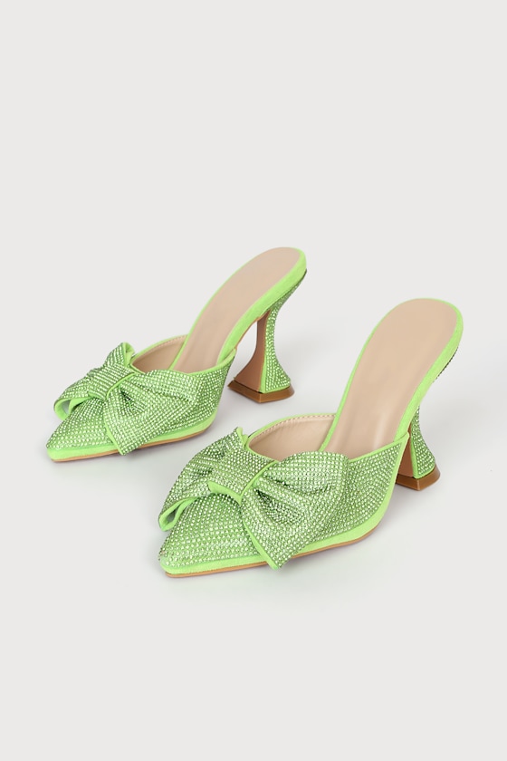 Lorayne Green Rhinestone Pointed-Toe Mules 2