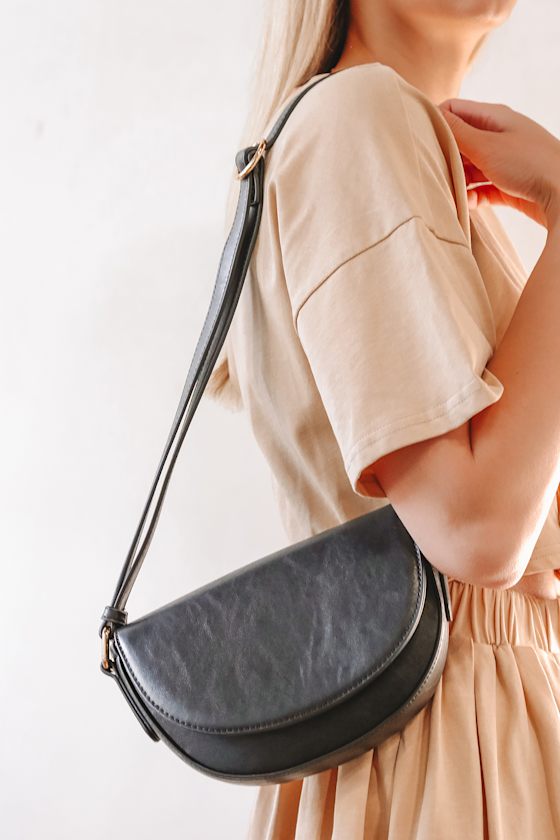 Black Crossbody Bag HalfMoon Handbag Crossbody Bag Lulus
