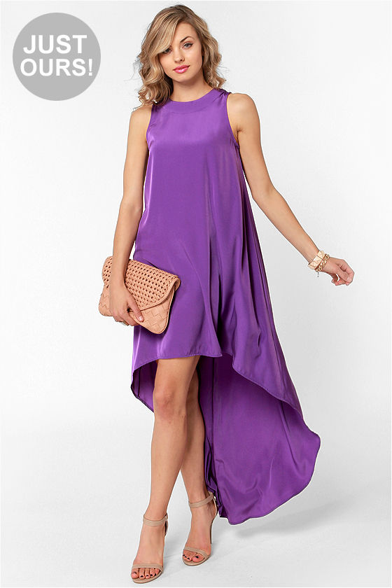 Pretty Purple Dress HighLow Dress Sleeveless Dress 47.00 Lulus