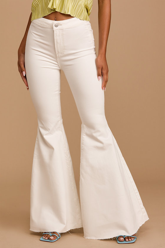 Just Float On White High Rise Flare Jeans 5