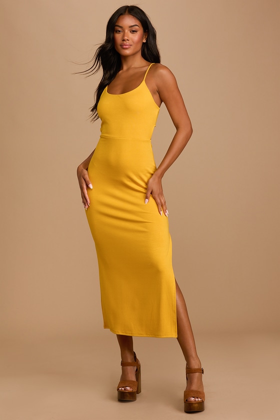 Mustard Yellow Maxi Dress Casual Maxi Dress Knit Maxi Dress Lulus