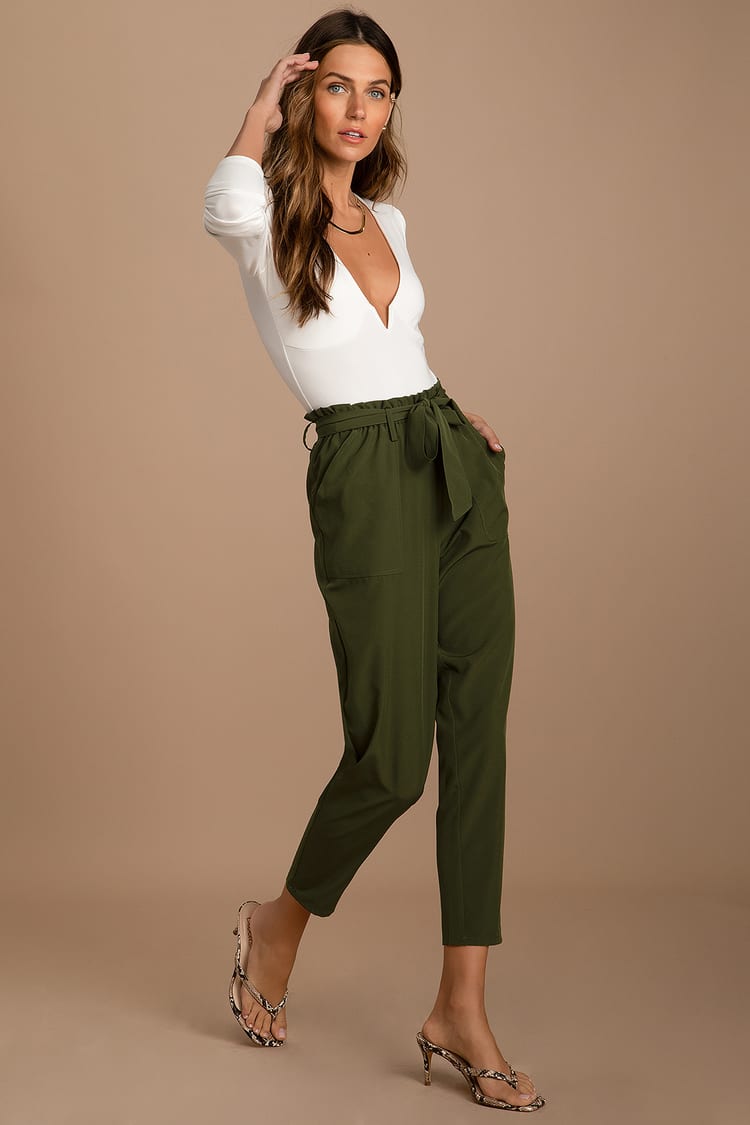 olive paper bag waist pants review - Putting Me Together