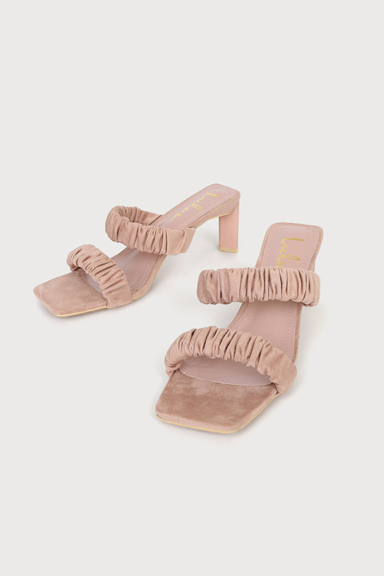 Twyy Dusty Rose Suede High Heel Sandals 1