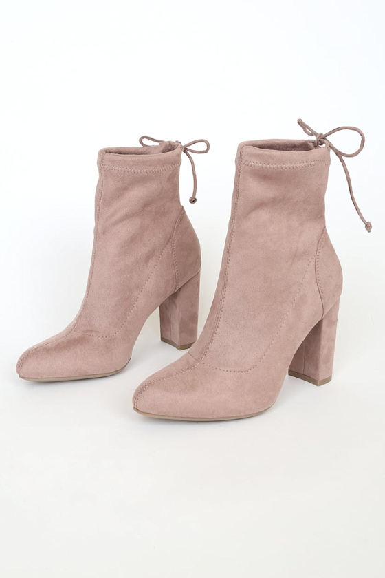 Juney Dusty Rose Suede Ankle Booties 3