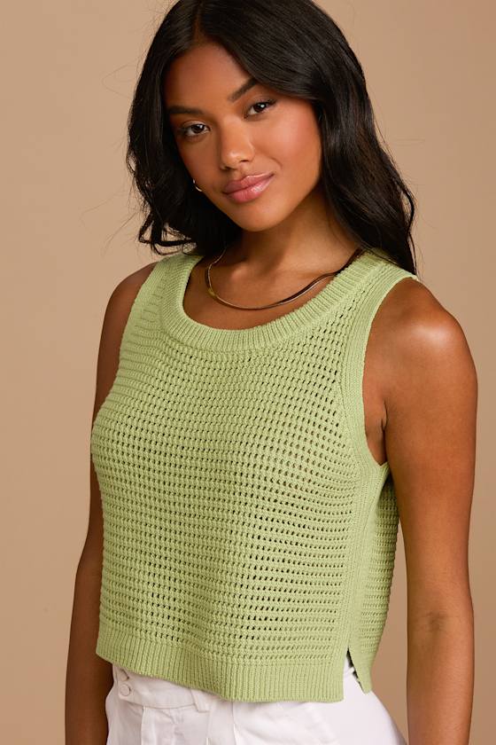Knit Tank Lime Green Loose Knit Tank Top Sweater Tank Top Lulus