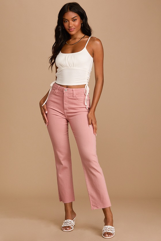 Just Black - Pink Jeans - High-Waisted Jeans - Straight Jeans - Lulus