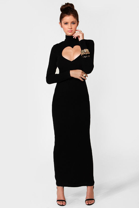 Cool Black Dress - Turtleneck Dress - Maxi Dress - $93.00 - Lulus