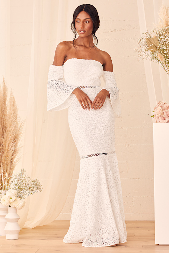 Our Favorite Song White Embroidered Lace Off-the-Shoulder Dress 6