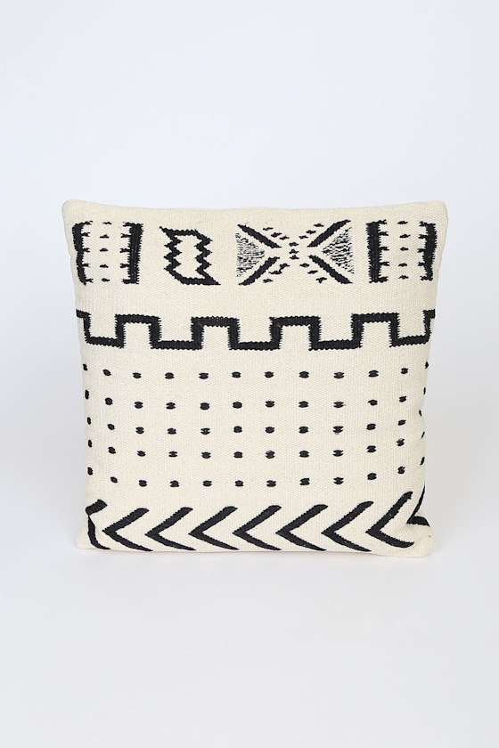 Eye for Design Beige and Black Print Woven Pillow Cover 1