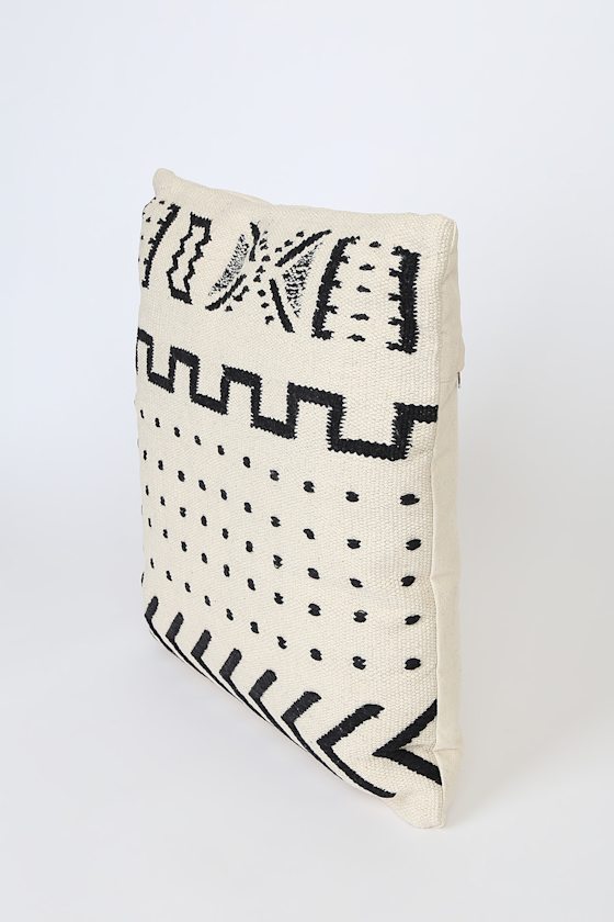 Eye for Design Beige and Black Print Woven Pillow Cover 2