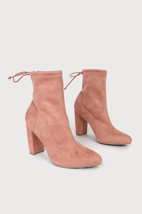 Juney Blush Suede Ankle Booties