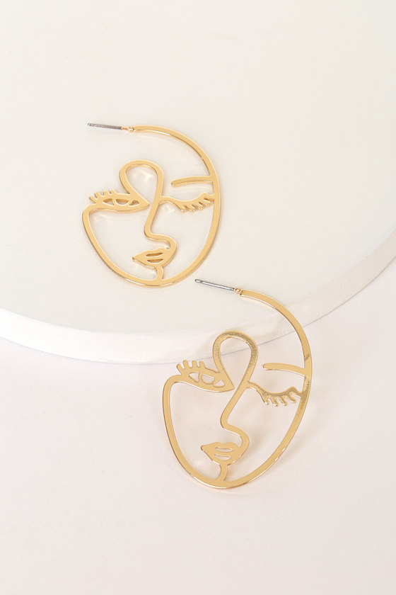 Face to Face Gold Earrings 1