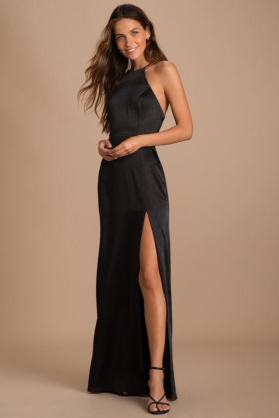 Buy Black Modal Satin Plain V Neck Sleek Ebony Slip Dress For Women by  Aroka Online at Aza Fashions.