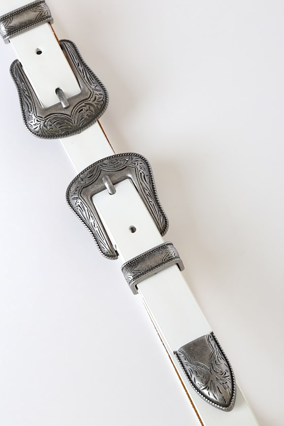 Twice as Fun White Double Buckle Belt 3