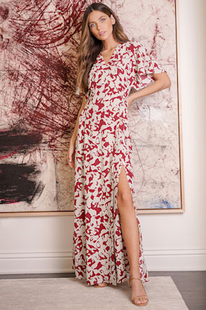 open lace back dress Embellished Halter Neck Ruffle Maxi Dress in Red - 10 main image 1