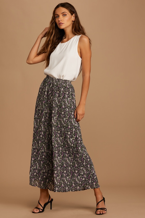 Come Back To Me Black Floral Print Pleated Culotte Pants