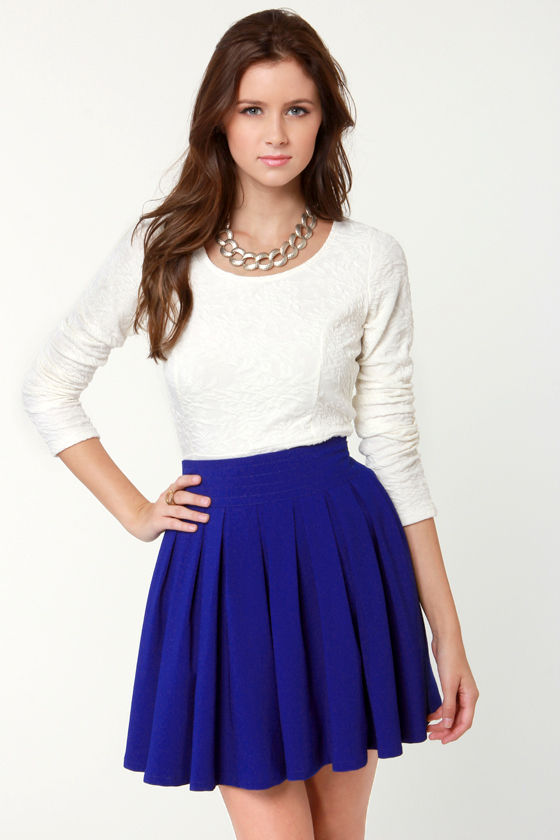 Lovely Royal Blue Skirt - Mini-Skirt - $39.00 - Lulus