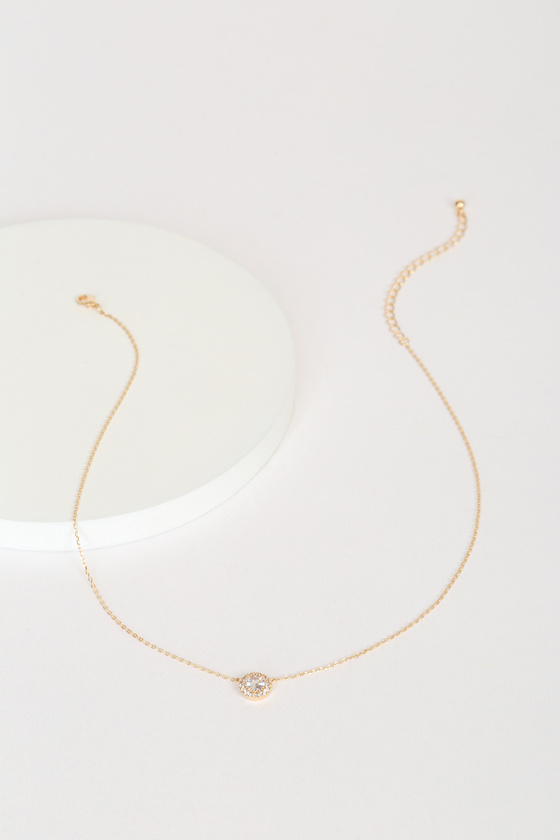 Had Me At Halo Gold Rhinestone Necklace 2