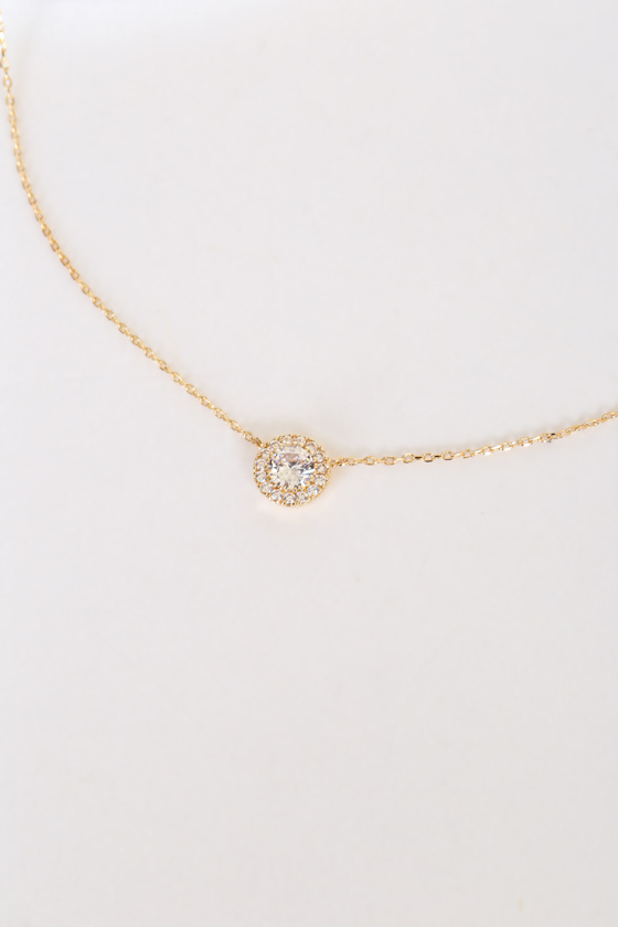 Gold Necklace - Cubic Zirconia Necklace - Rhinestone Necklace - Image 3