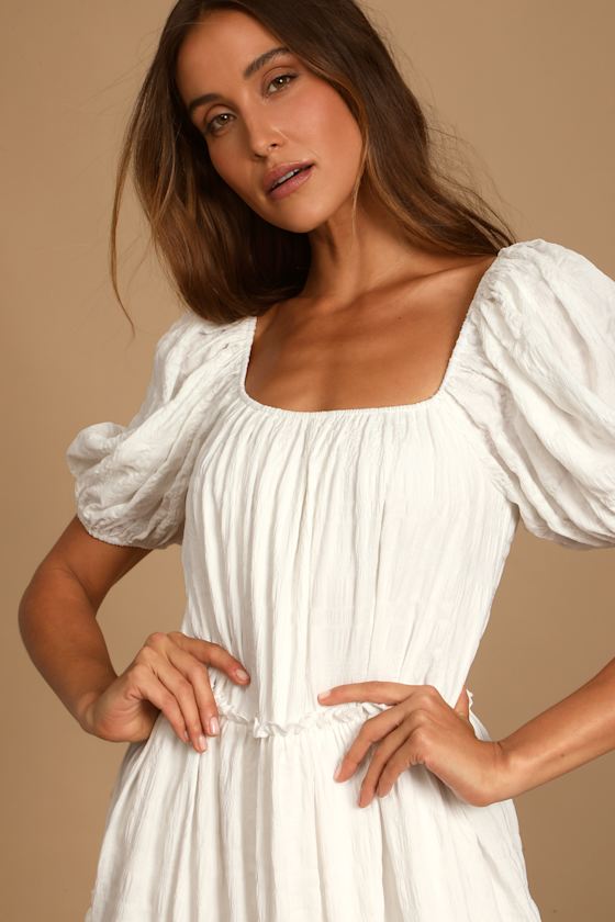 Tiers My Dear White Puff Sleeve Tiered Maxi Dress 4