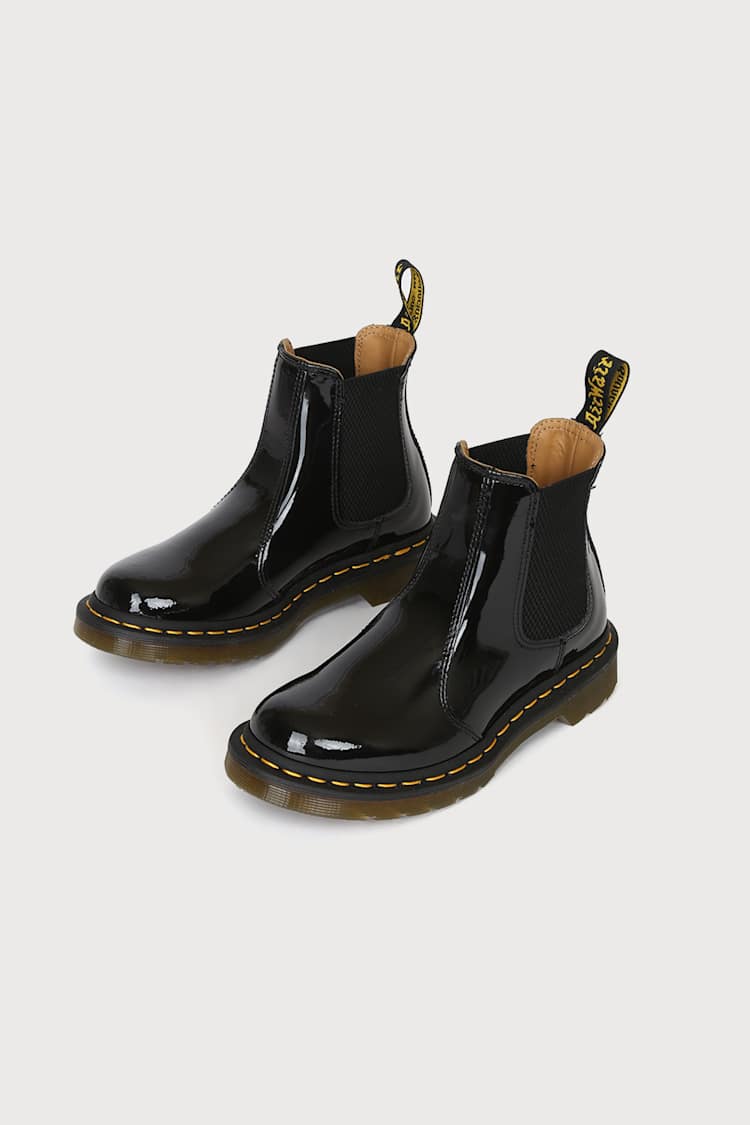 Platform Chelsea Doc Martens Shiny Chelsea Boots Black Patent Dr