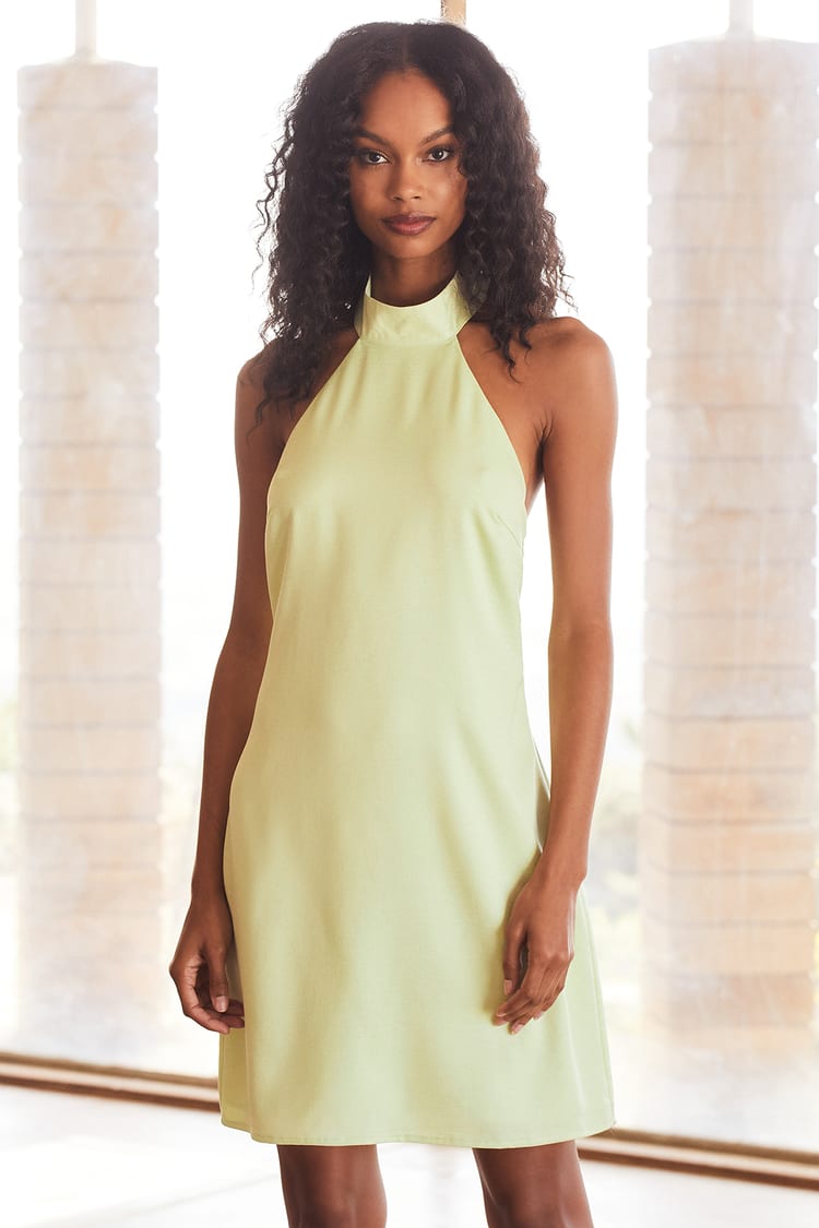 Light Green Dress - Halter Mini Dress - Sleeveless Mini Dress - Lulus
